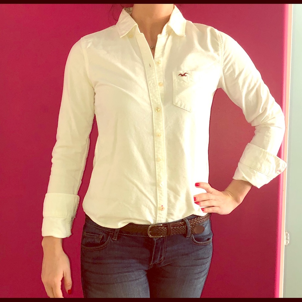 White sturdy cotton button down